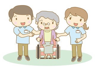 高齢者とリハビリスタッフ
