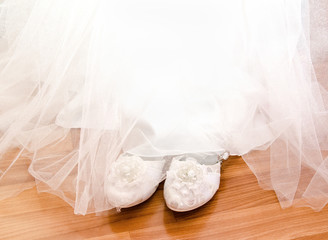 Obraz na płótnie Canvas Shoes and princess dress for little girl