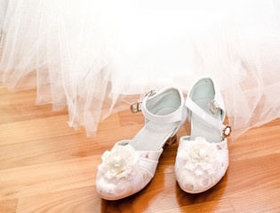 Shoes and princess dress for little girl