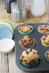 Muffins in a baking pan