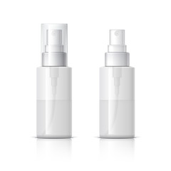Realistic Cosmetic bottle can sprayer container. 