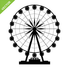 Ferris wheel silhouettes vector