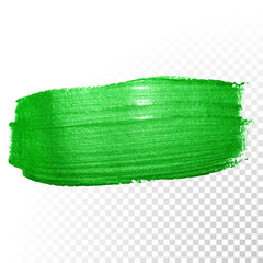 Green watercolor brush abstract stroke. Vector oil paint. Polish smear
