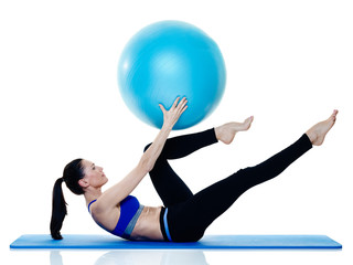 woman fitness pilates exercices isolated