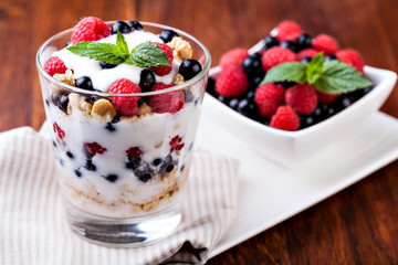 yogurt with muesli and berries