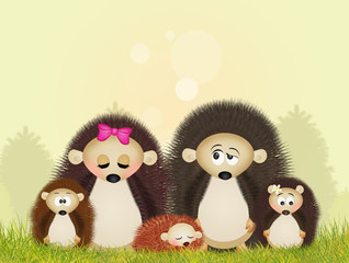 family of hedgehogs