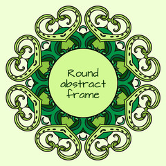 Round frame with doodle abstract pattern and tentacles. Vector template for cards, greeting cards, posters, and your design