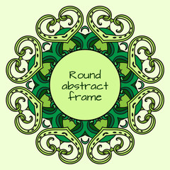 Round frame with doodle abstract pattern and tentacles. Vector template for cards, greeting cards, posters, and your design