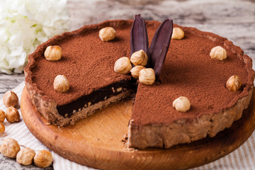 chocolate tart with hazelnuts