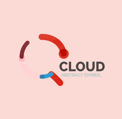 Flat linear design speech cloud logo. Talk bubble, modern geometric industrial thin line icon