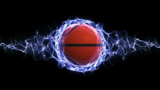 Basket Ball in Blue Abstract Particles Ring, Loop, 4k
