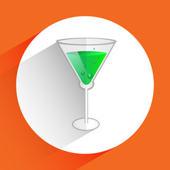 flat detale coctaile icon with green moxito on background