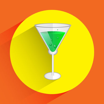 flat detale coctaile icon with green moxito on background