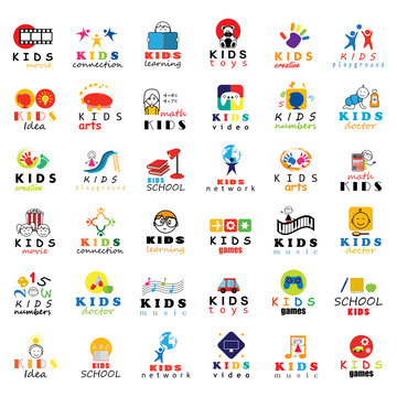 Children Icons Set-Isolated On White Background.Vector Illustration,Graphic Design.Kids Popcorn,Colorful And New Icons