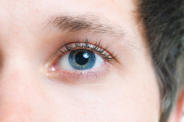 Fototapeta premium Close-up picture of blue eyes from a young man