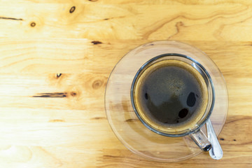 Fototapeta premium coffee cup on wooden table ,soft focus