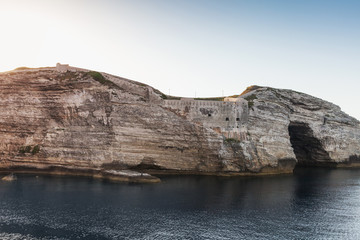 Bay of Bonifacio, coastal rocks with big grotto