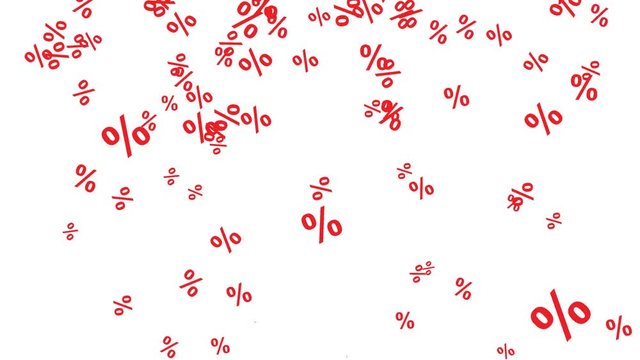 Roter Prozent-Regen vor wei&szlig;em Hintergrund &ndash; Film, Video, Animation