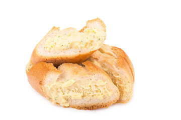 garlic bread against white background