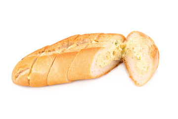garlic bread against isolated on white background
