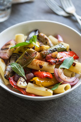 Rigatoni with roasted varieties of vegetables