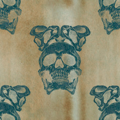 Terrible frightening seamless pattern with skull