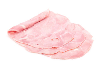 ham slices isolated on white