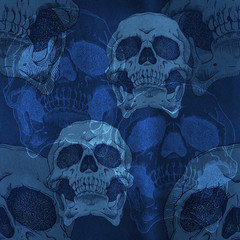Terrible frightening seamless pattern with skull - 107758595