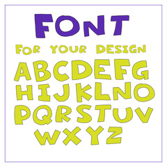 Font written by hand. The vector is filled by hand.
