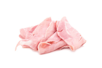 ham slices isolated on white