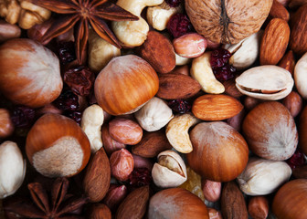 mix of nuts and cranberries