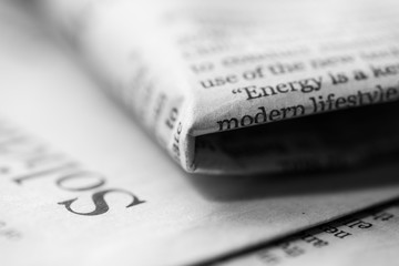 Stack of newspaper, black and white