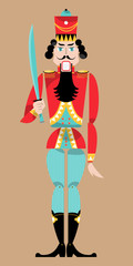 Traditional christmas nutcracker. Retro toys.