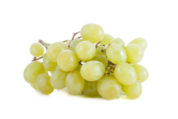 Fresh green grapes isolated on white background