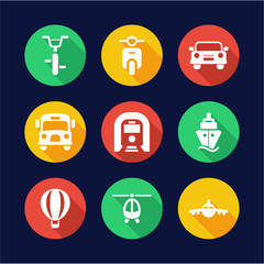 Transport Icons Flat Design Circle