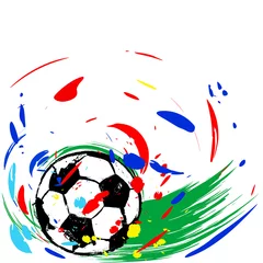 Poster soccer / football illustration, free copy space, with soccer bal © Kirsten Hinte