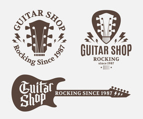 Fototapeta premium Set of Guitar Shop Logo