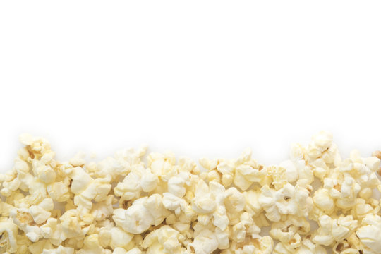 Popcorn on blank white background.