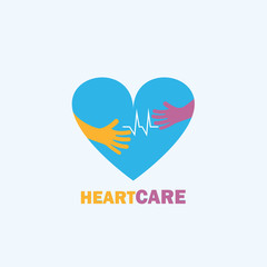 Healthcare & Medical symbol with heart shape.Heart Care logo,vector logo template.Vector illustration
