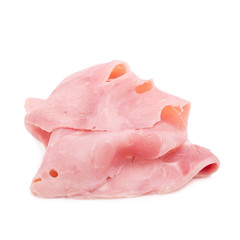 ham slices isolated on white