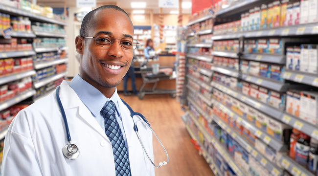 African-american Doctor pharmacist man.
