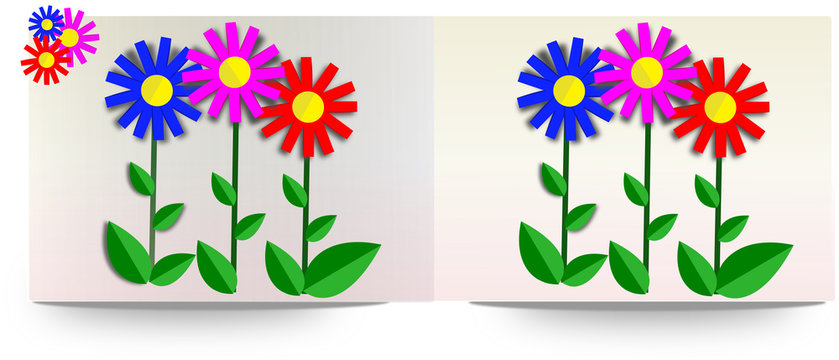 Открытка с цветами. Имитация аппликации из бумаги.