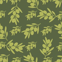 olive branch with olives seamless background