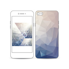 Mobile smartphone with an example of the screen and cover design isolated on white. DNA molecule structure. Science vector.
