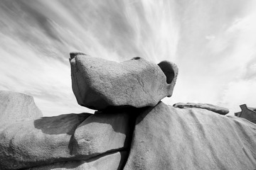 the rocks of  the Paths of the customs officers, Perros Guirec, brittany, France 