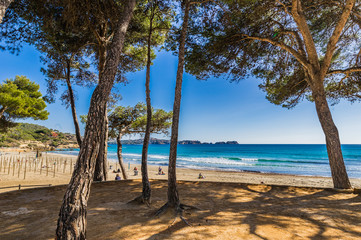 Beautiful beach seaside Peguera Majorca Spain