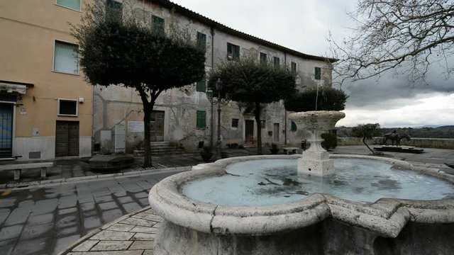 Fountain in the centre of the etruscan city Pitigliano, Tuscany, Italy