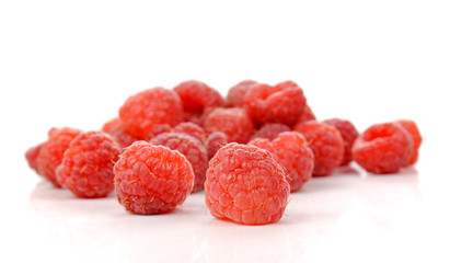 Rasberry on white background.