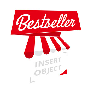 Bestseller - red ribbon banner, vector template