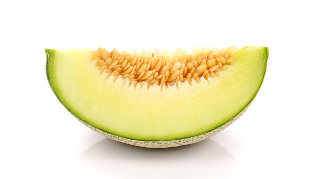 Melon , Melon cut piece on white background.